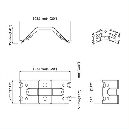Bracket 2 pcs Zinc-coated 106 x 55 x 1.5mm Steel