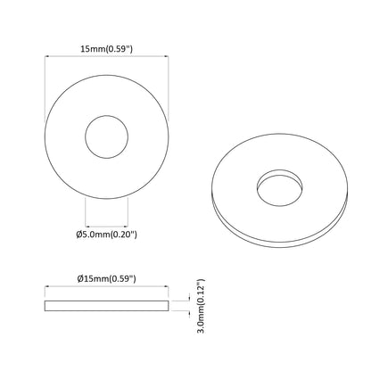 suitable for Flat Washer 2 pcs Black ∅15 x 3 mm PVC Copolymer