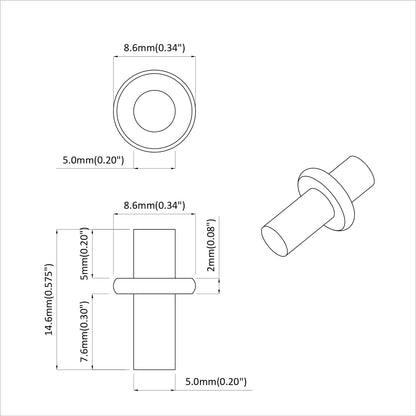 Shelf Peg 12 pcs Silver 8.6 x 8.6 x 14.6 mm Steel