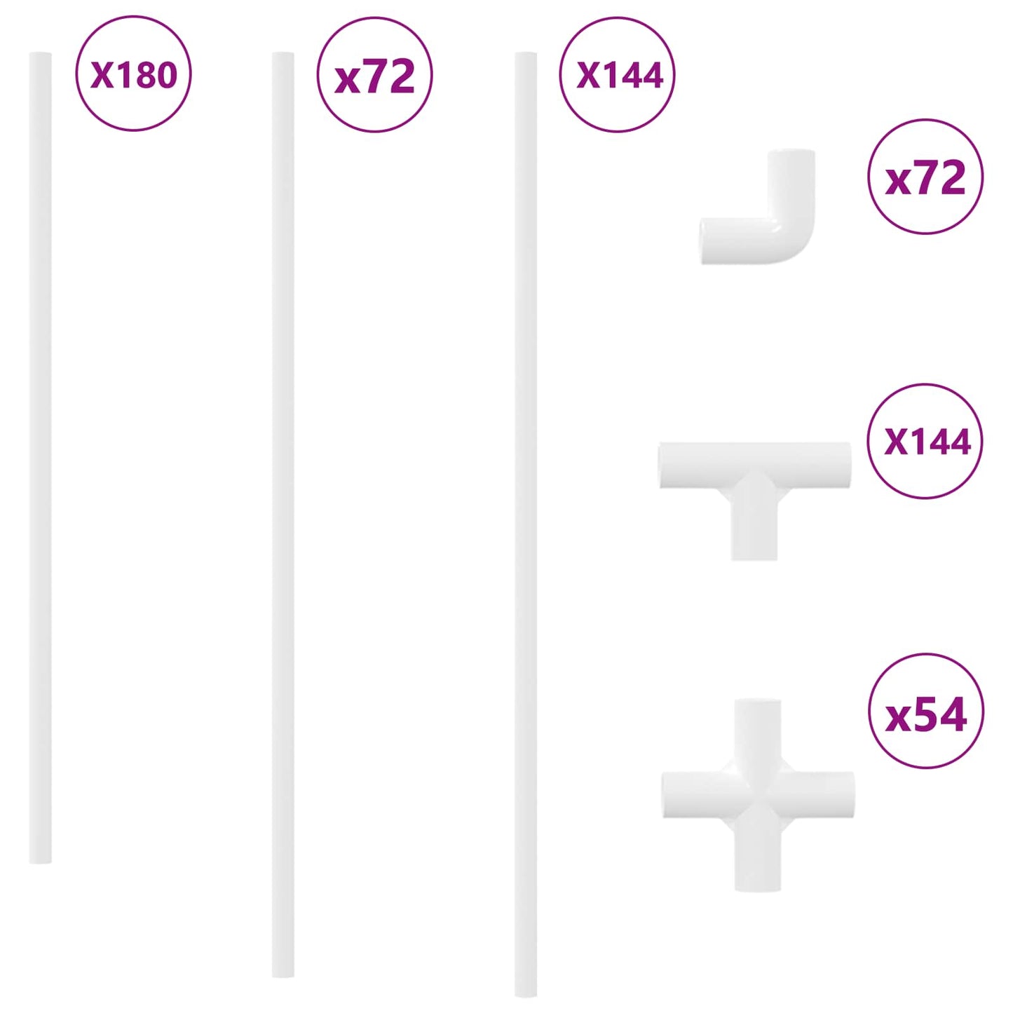 PVC Pipe 29 pcs White PP and PE