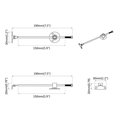 Pull Rod Hinge 2 pcs Silver 190 mm Iron