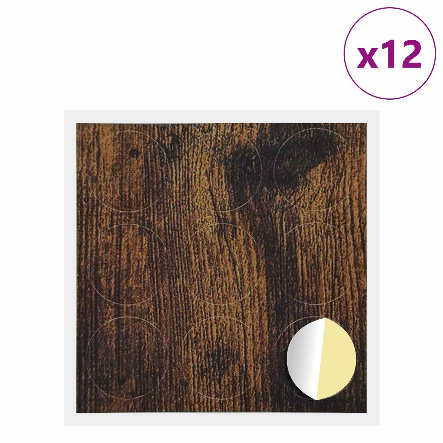 Self-adhesive Screw Cover 12 pcs Smoked Oak Ø 20 x 0.5 mm