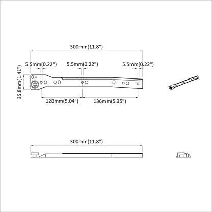Drawer Slide 2 pcs White 300 mm Steel