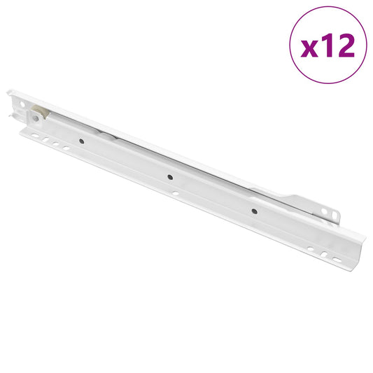Drawer Slide 12 pcs White 300 mm Steel
