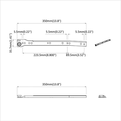 Drawer Slide 2 pcs White 350 mm Steel