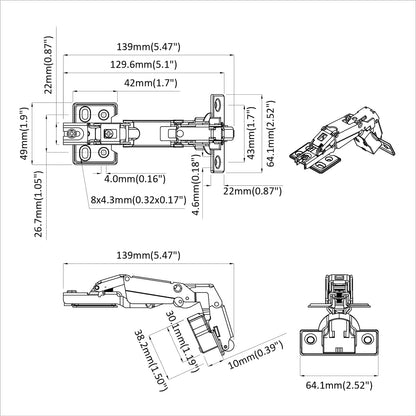 Hinge 12 pcs Nickel 139 x 64.1 x 10 mm Iron