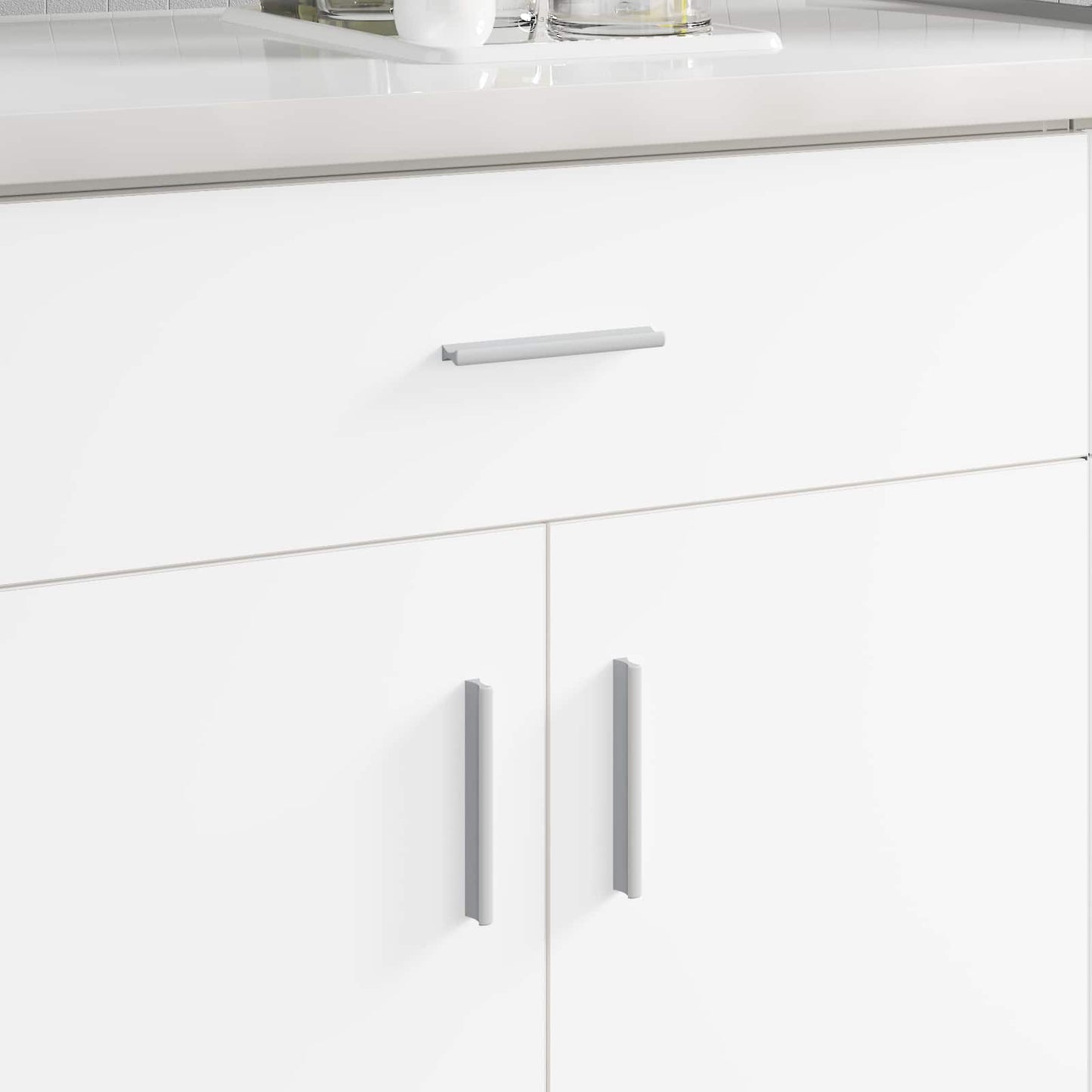 Handle Plain 2 pcs Silver 105.7 x 7.4 x 15.5 mm Aluminium