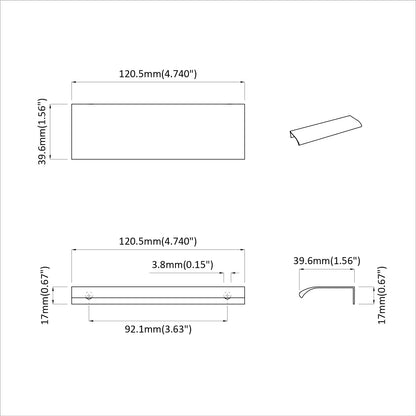 Handle 12 pcs Black 120 x 39.6 x 17 mm Aluminium