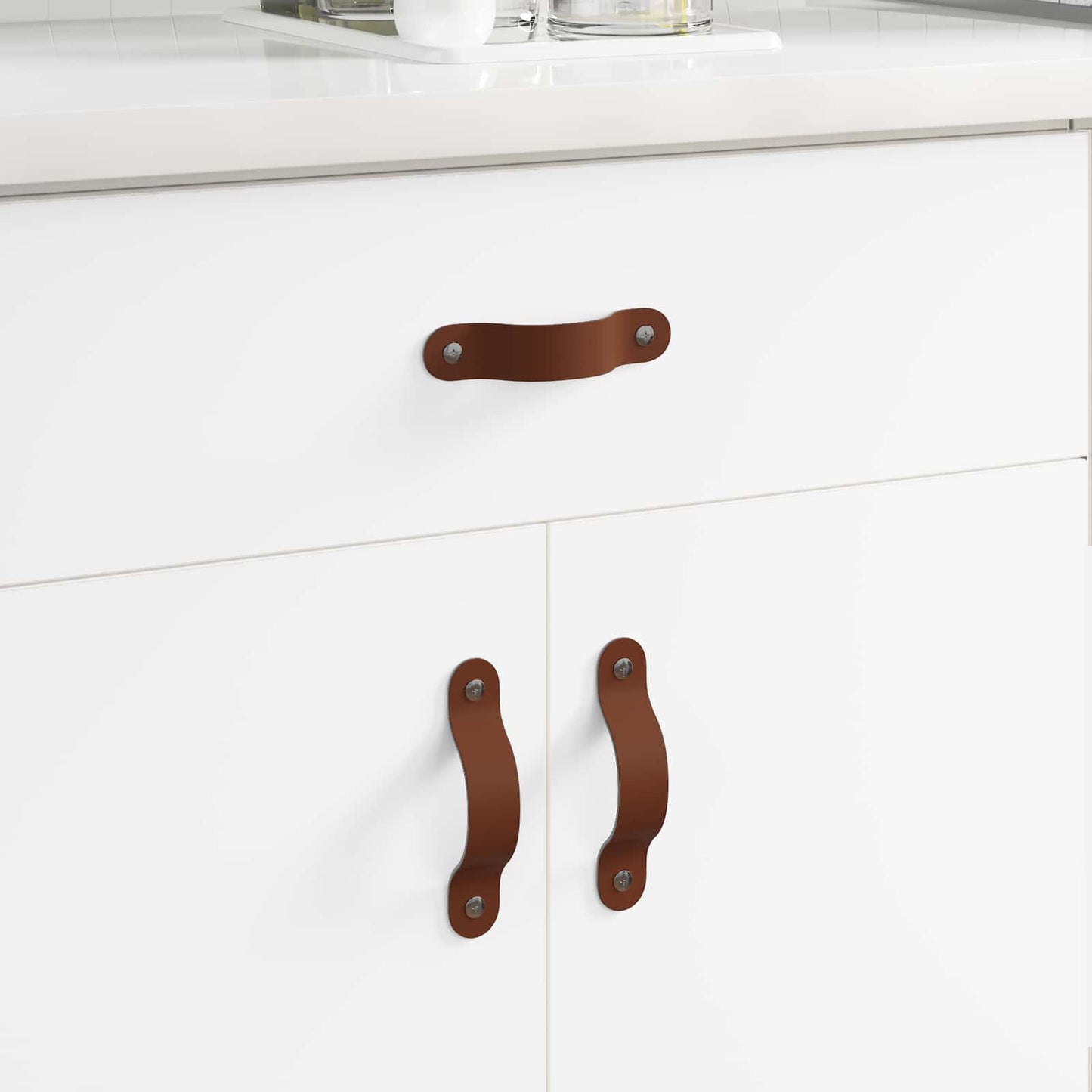 Cabinet Handles 2 pcs Brown 140 x 25 x 2.3 mm PU