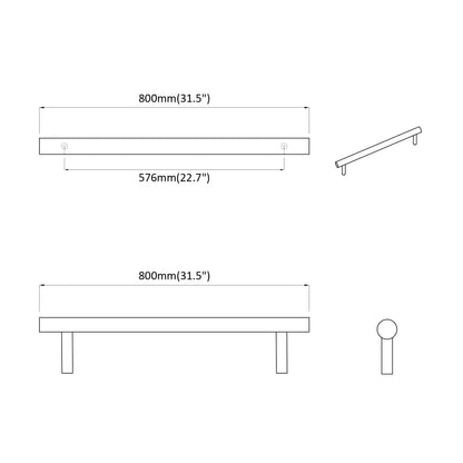 Cabinet Handle 2 pcs Silver 800 mm Stainless Steel