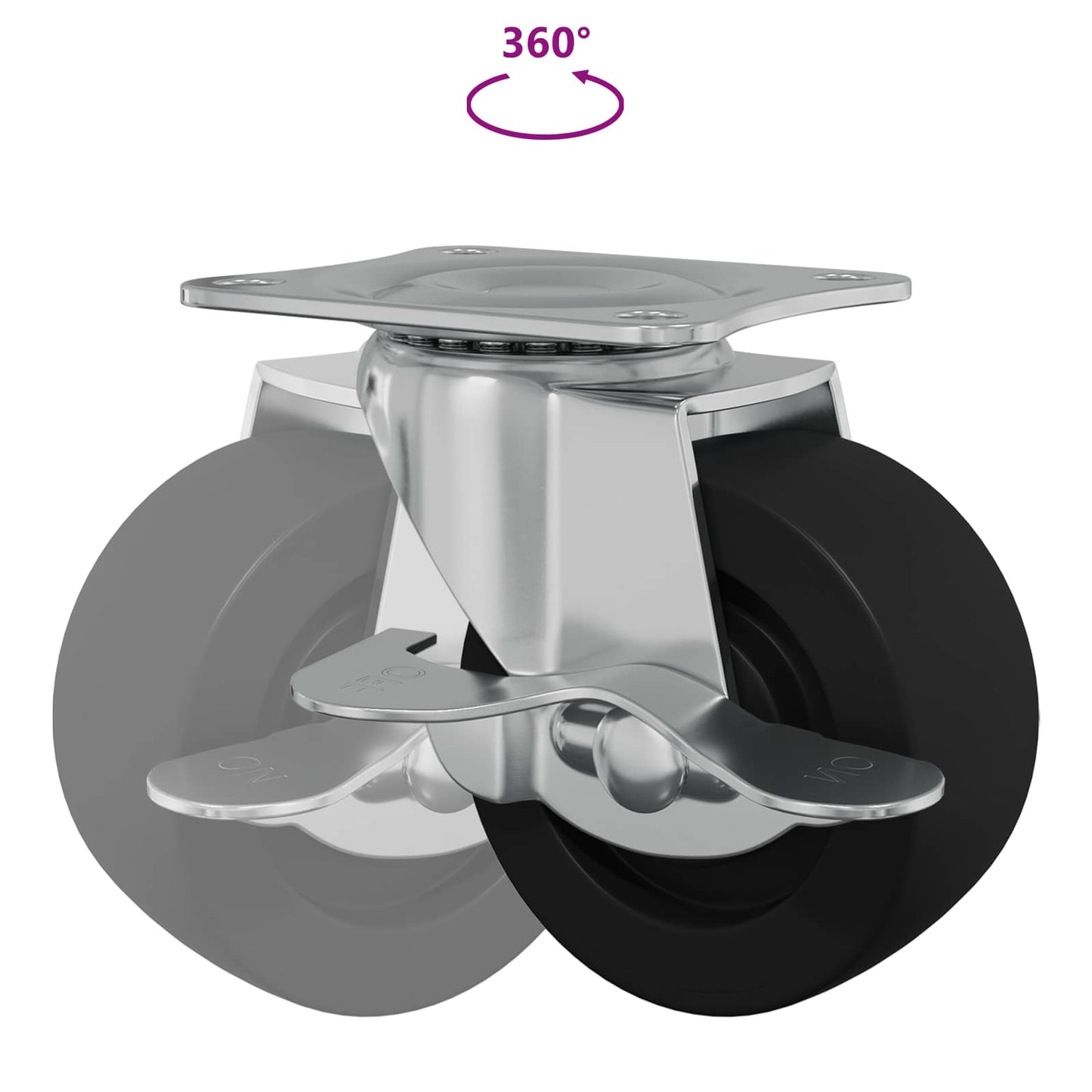 Caster 2 pcs Black and silver 50.7 x 50.7 x 24.4 mm