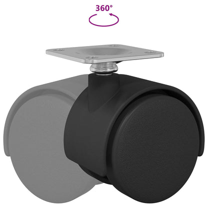 Swivel Castor 2 pcs Black 39.5 x 39.5 x 37.8 mm Iron and PP