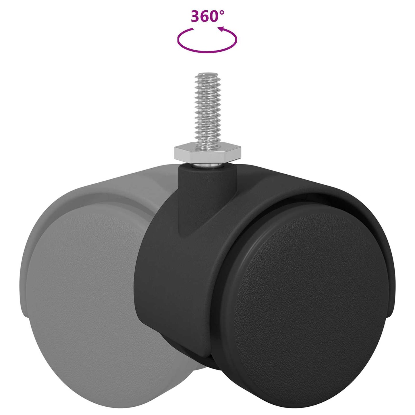 Caster 12 pcs Black and Silver 40.1 x 40.1 x 37.8 mm