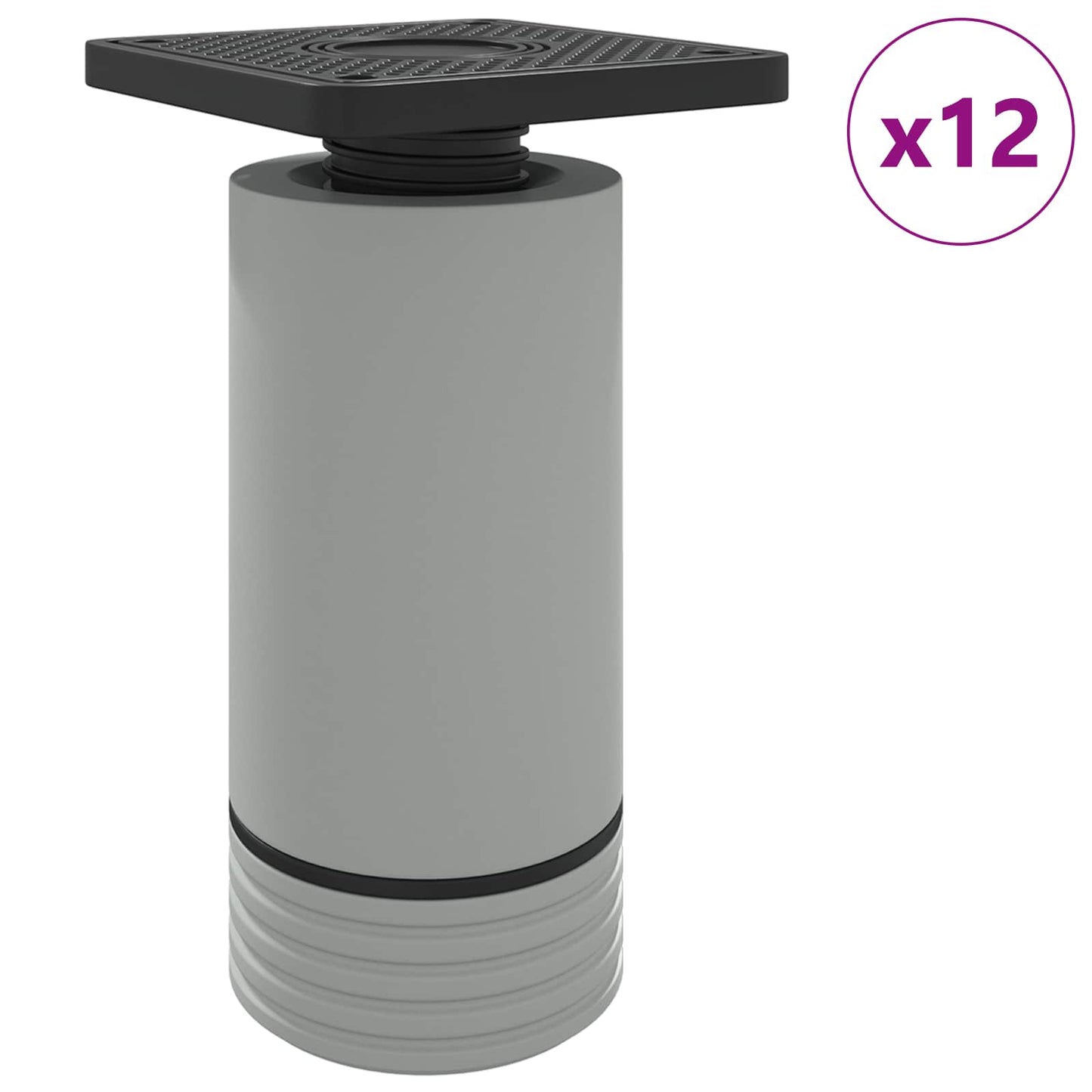 Furniture Feet Adjustable 12 pcs White 64 x 64 x 100 mm PP