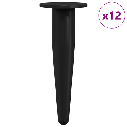 Furniture Feet 12 pcs Black Ø 40 x 98 mm Iron