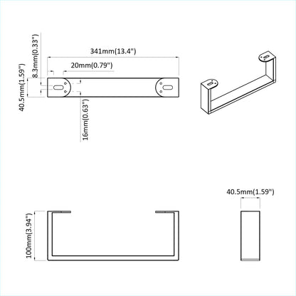 Furniture Feet 12 pcs Black 341 x 40.5 x 100 mm Iron