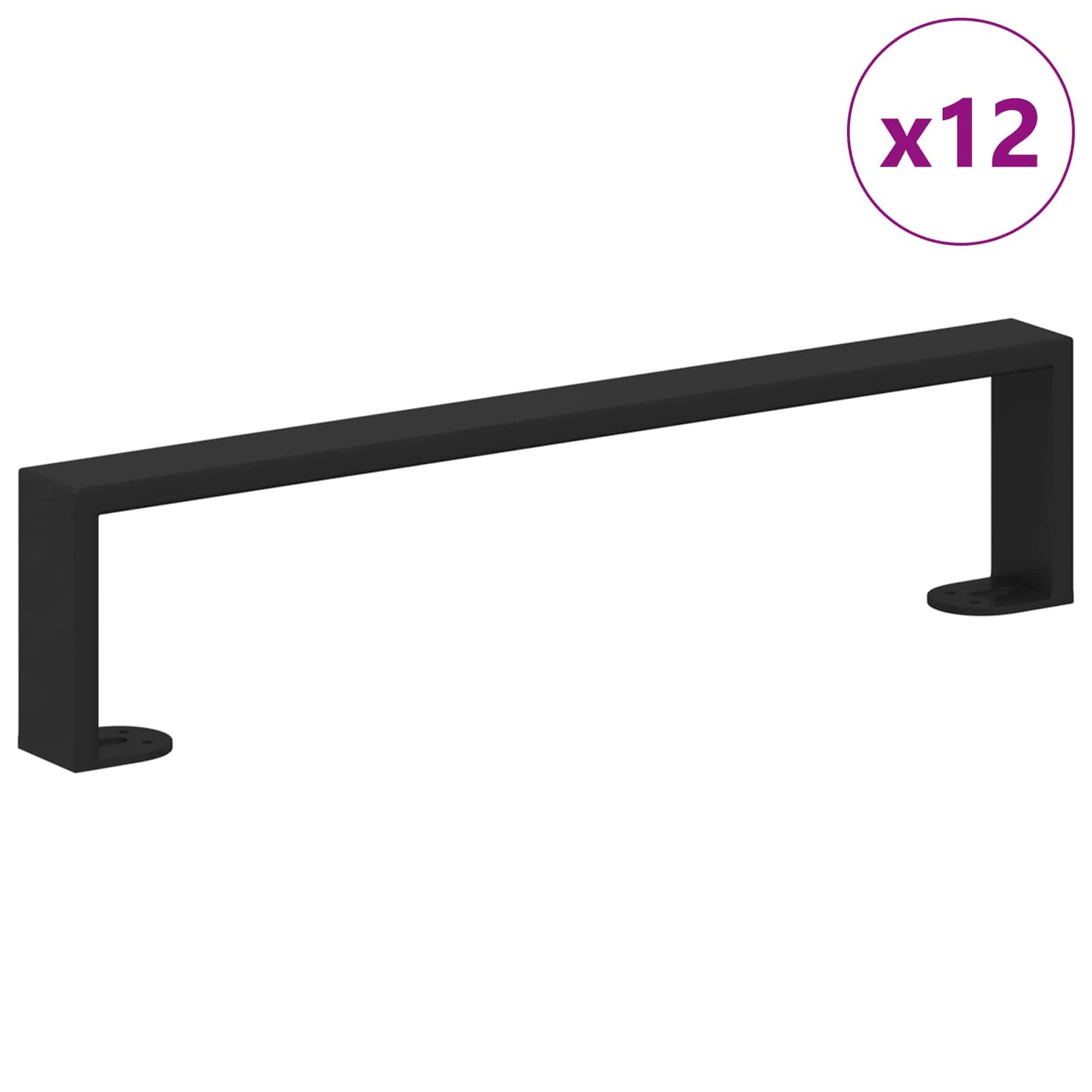 Furniture Feet 12 pcs Black 436 x 40.5 x 100 mm Iron