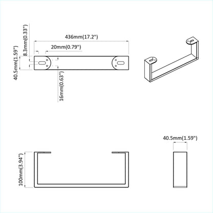 Furniture Feet 12 pcs Black 436 x 40.5 x 100 mm Iron