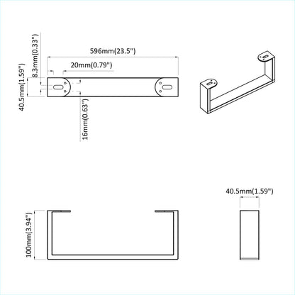Furniture Feet 12 pcs Black 596 x 40.5 x 100 mm Iron