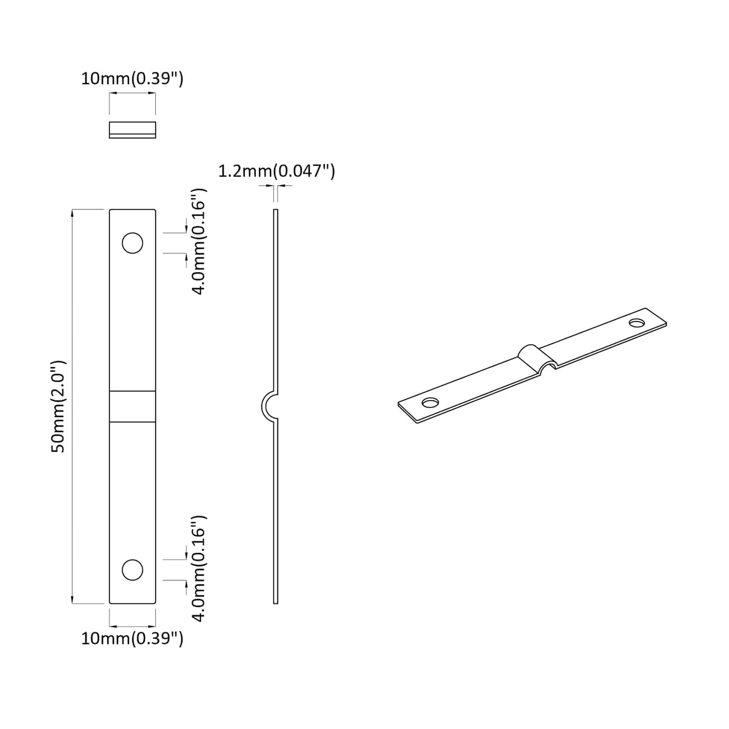 Strike Plate 12 pcs Silver 50 x 10 x 1.2 mm Iron