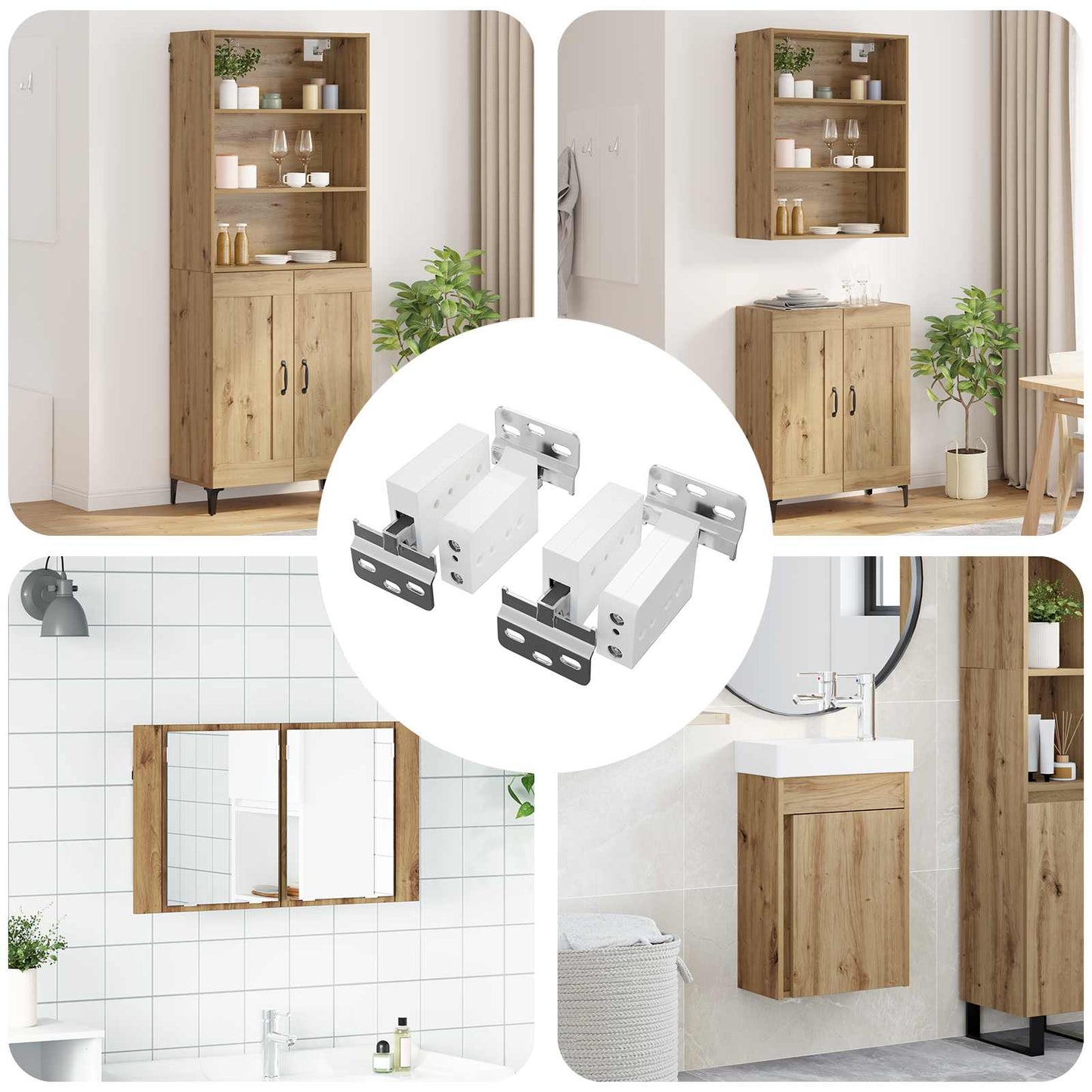 Cabinet Hanging Bracket 2 pcs White 70 x 48 x 19 mm