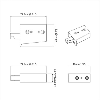 Cabinet Hanging Bracket 2 pcs White 70 x 48 x 19 mm