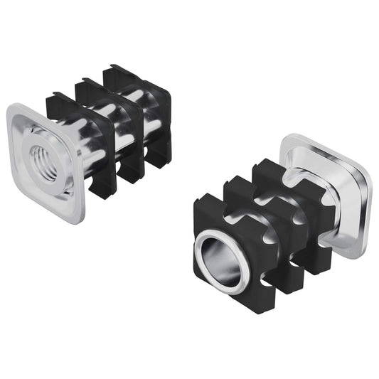 Threaded Tube Insert 2 pcs Black and Silver Galvanised Steel