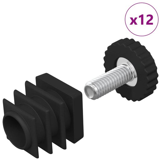 Furniture Levelers Adjustable 12 pcs Black M6 PP