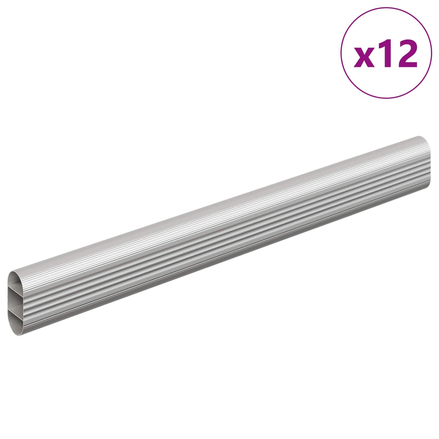 Closet Rod 12 pcs Silver 264 x 15 x 29 mm Aluminium Alloy