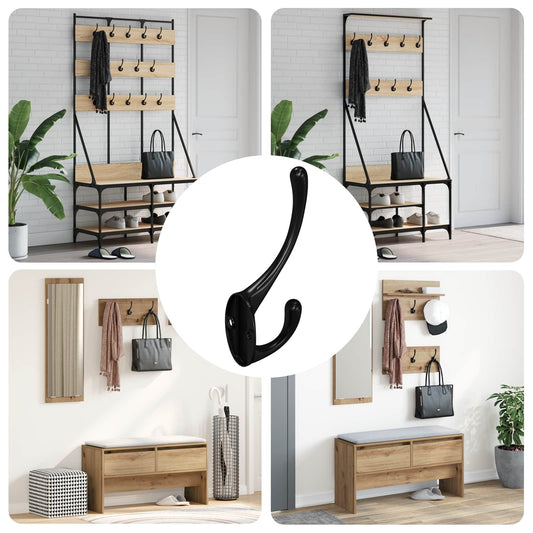 Clothes Hook 12 pcs Black 102 x 29 x 47mm Zinc Alloy