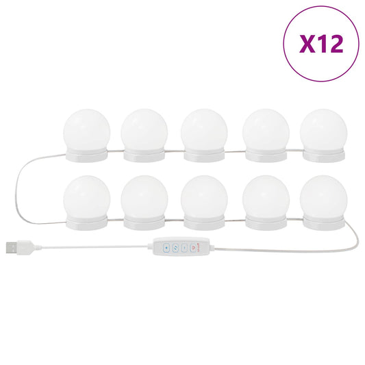 Mirror Lights 12 pcs White 4.5 x 4.5 x 4.7 cm Plastic