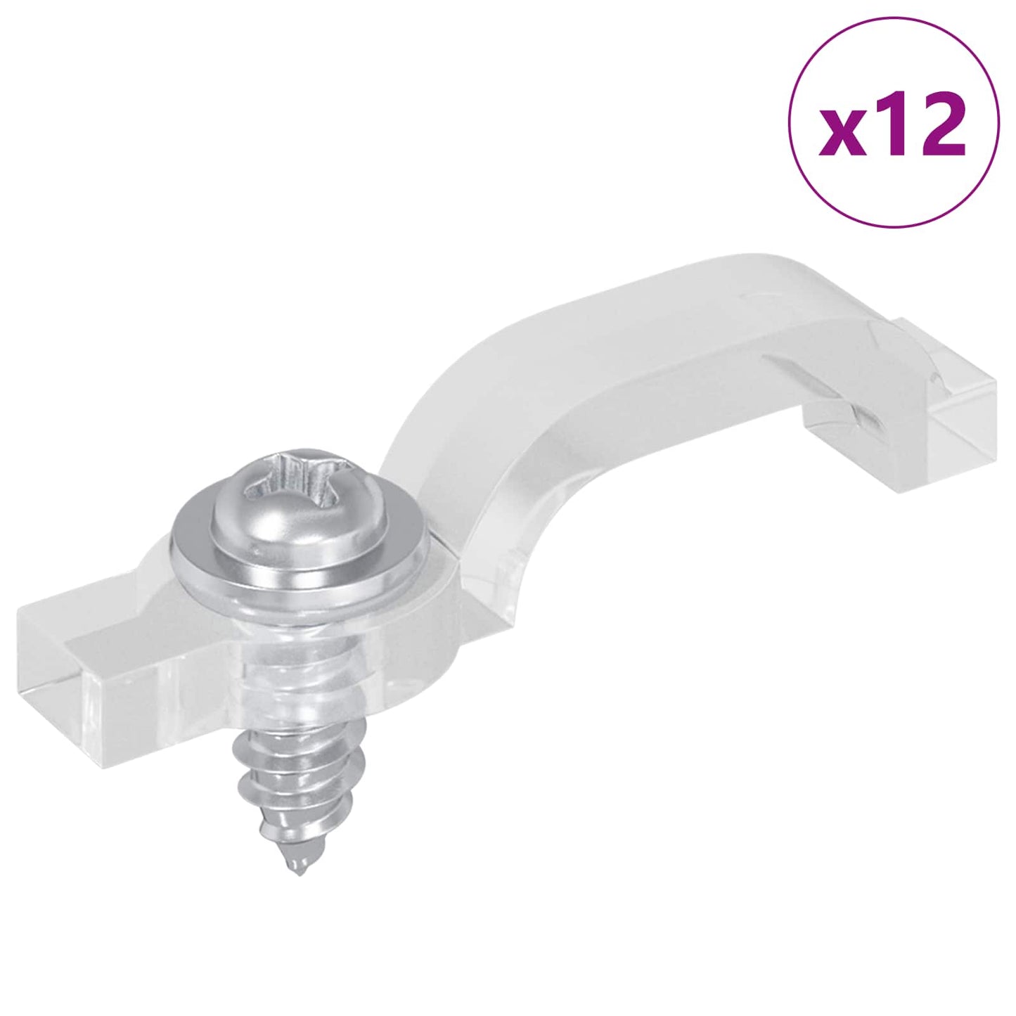 LED Strip Clips 23.8 mm 12 pcs Transparent Plastic and Iron