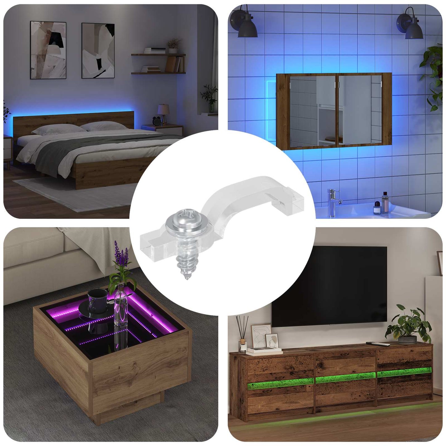 LED Strip Clips 23.8 mm 12 pcs Transparent Plastic and Iron