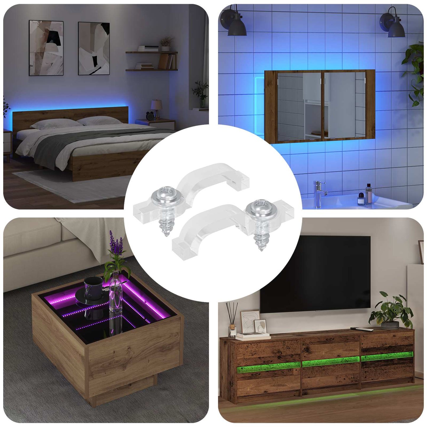 LED Strip Clips 23.8 mm 2 pcs Transparent Plastic and Iron