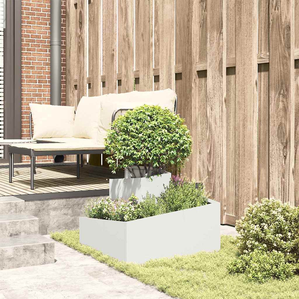 Garden Planter White 60 x 60 x 50 cm Cold-rolled Steel
