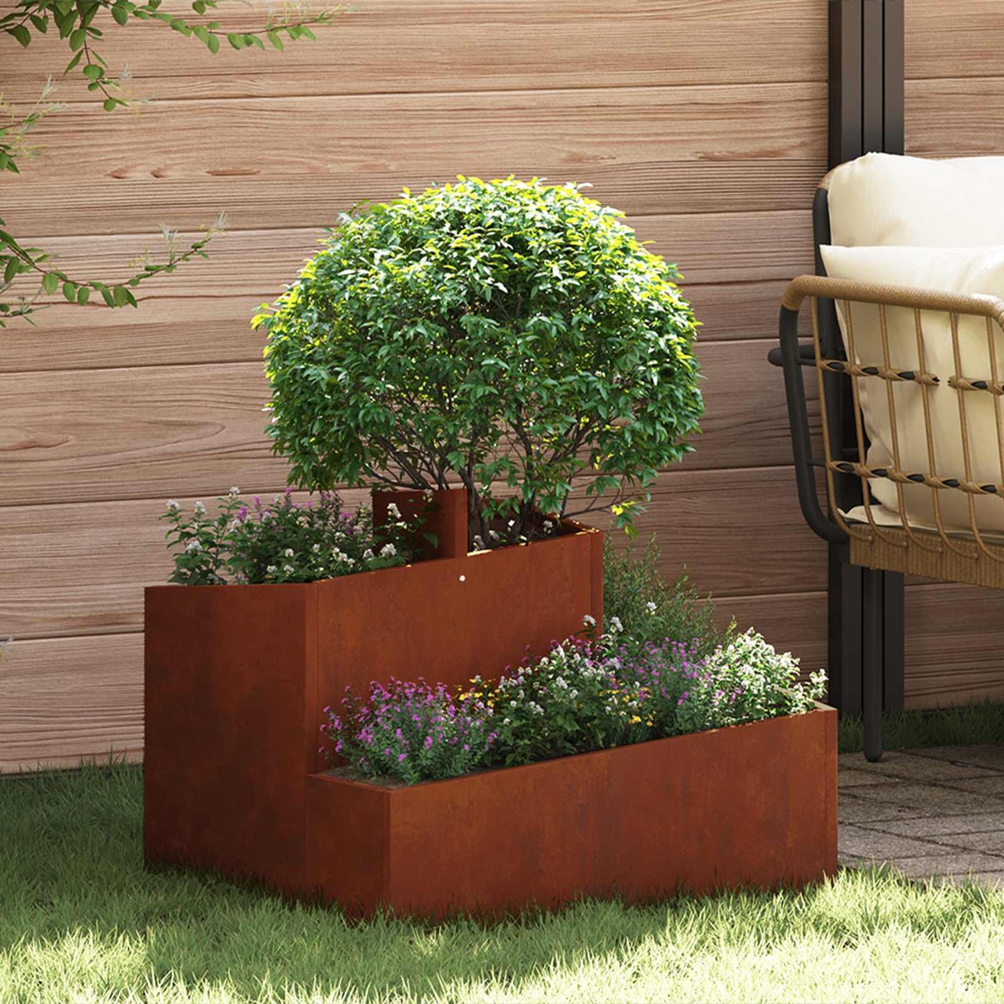 Garden Planter Rusty 60 x 60 x 50 cm Weathering Steel