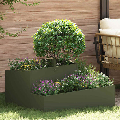 Garden Planter Olive Green 80 x 80 x 50 cm Cold-rolled Steel