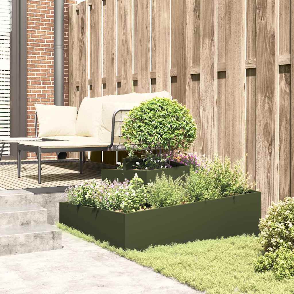 Garden Planter Olive Green 100 x 100 x 50 cm Cold-rolled Steel