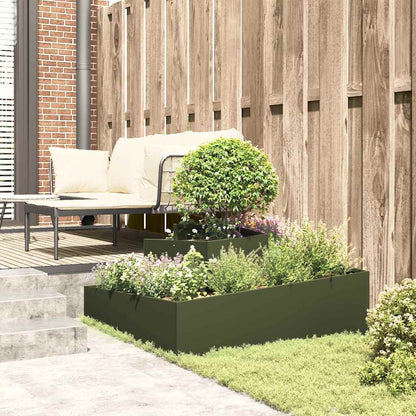 Garden Planter Olive Green 100 x 100 x 50 cm Cold-rolled Steel