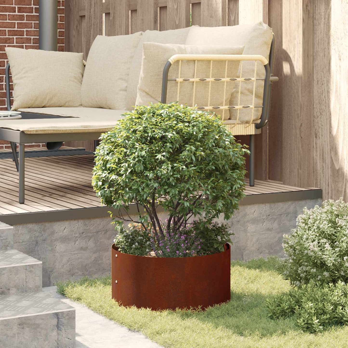 Planter Ring Rusty 40 x 40 x 20 cm Weathering Steel