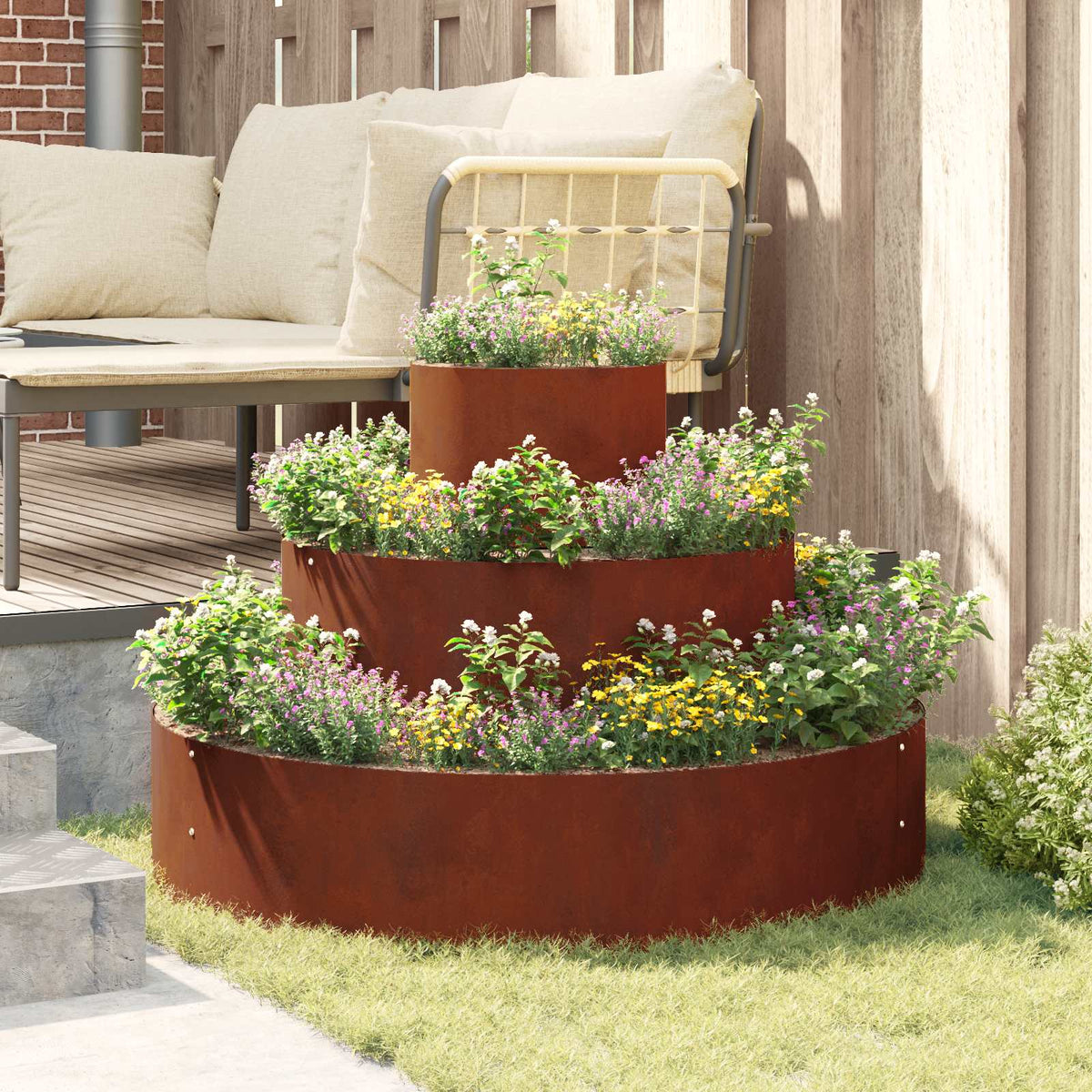 Garden Planter Rusty 90 x 90 x 20 cm Weathering Steel