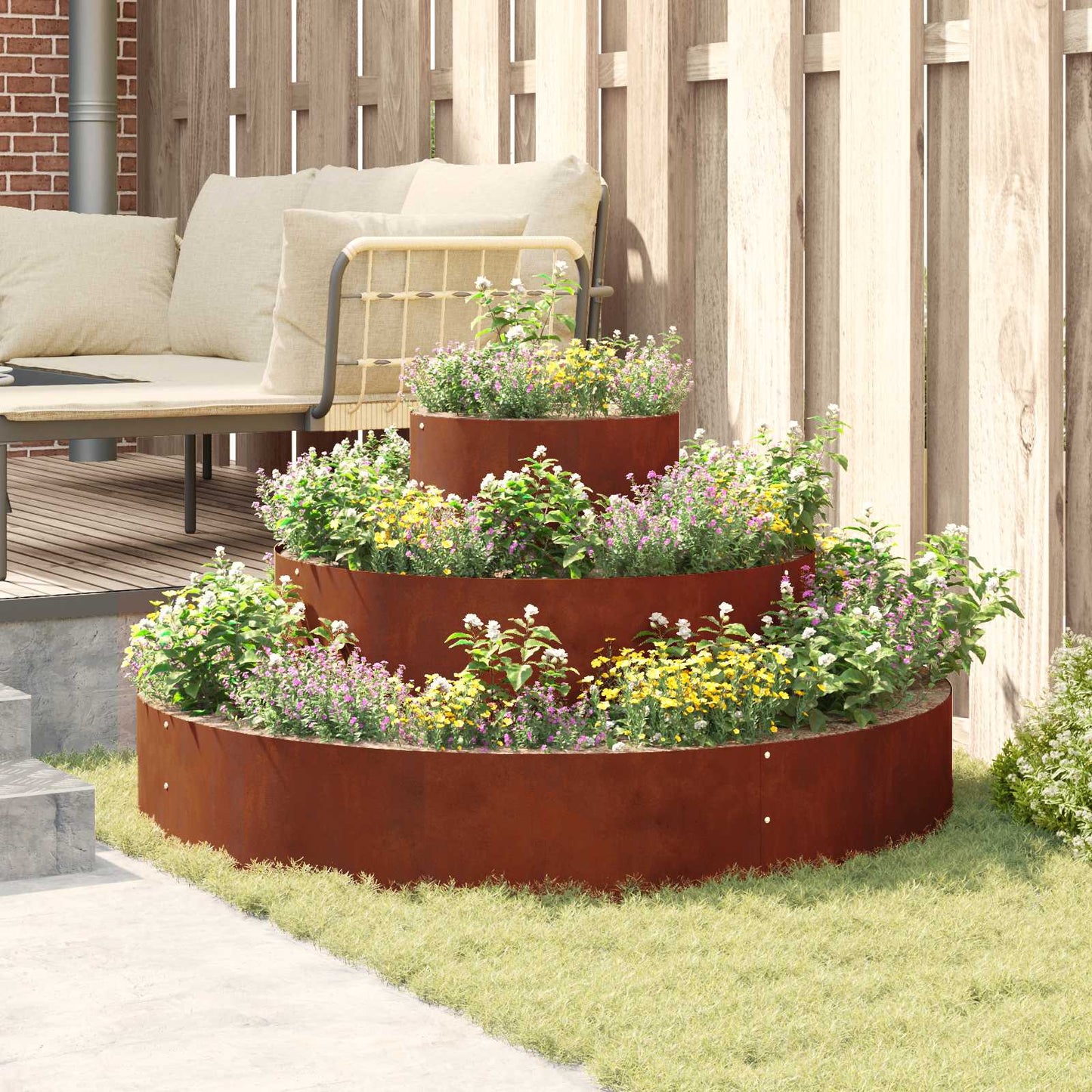 Garden Planter Rusty 120 x 120 x 20 cm Weathering Steel
