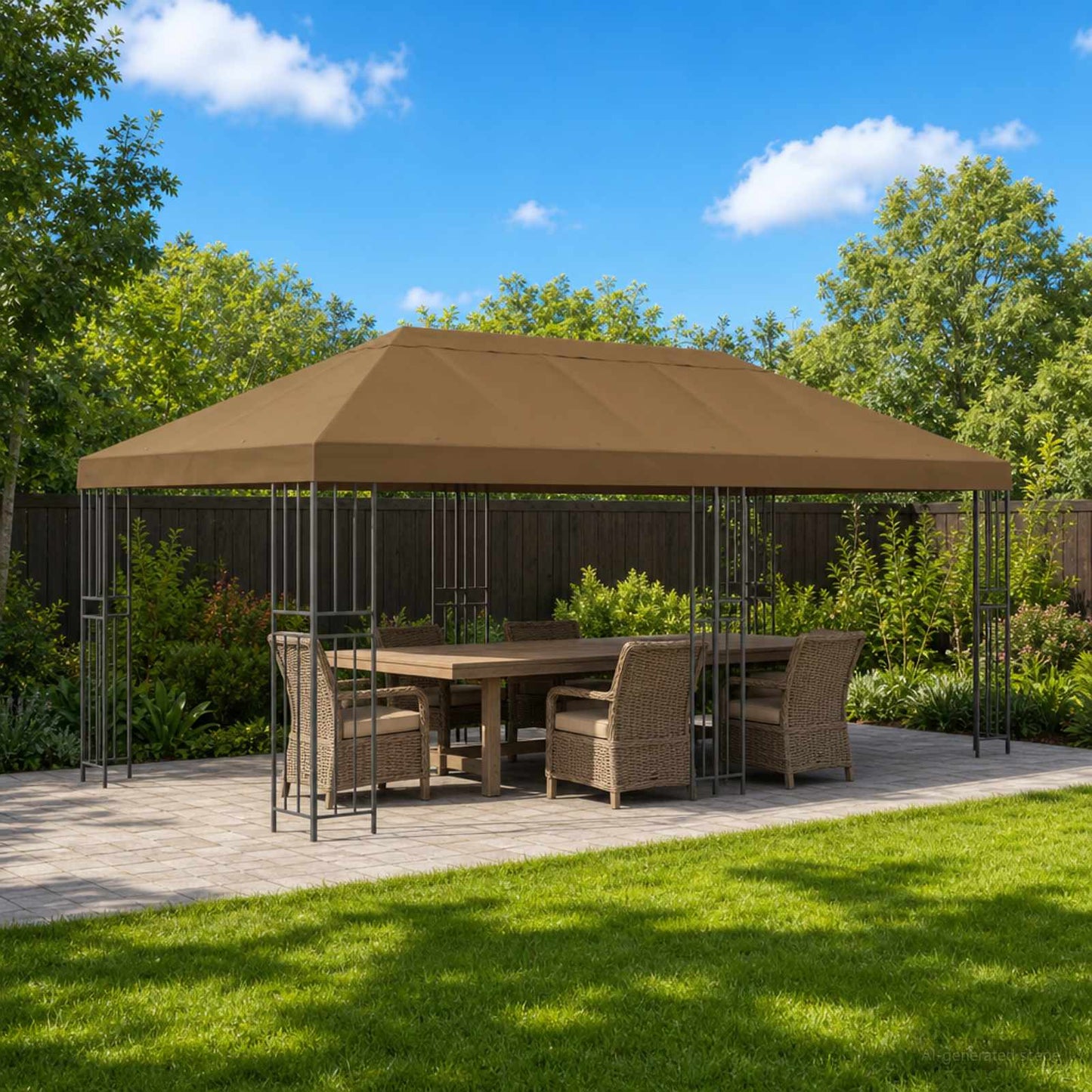 6 x 3 m Taupe Polyester and Steel 190