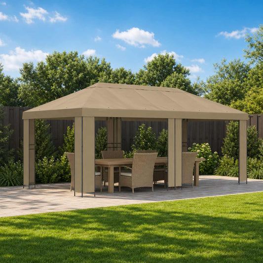 Garden Gazebo 6 x 3 m Beige Polyester and Steel 190 gsm
