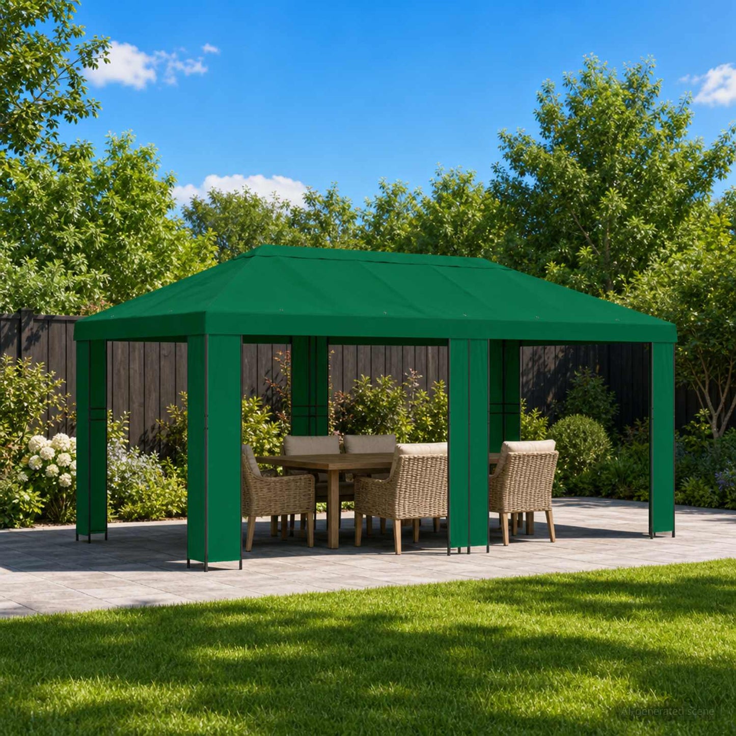 Garden Gazebo 6 x 3 m Green Polyester and Steel 190