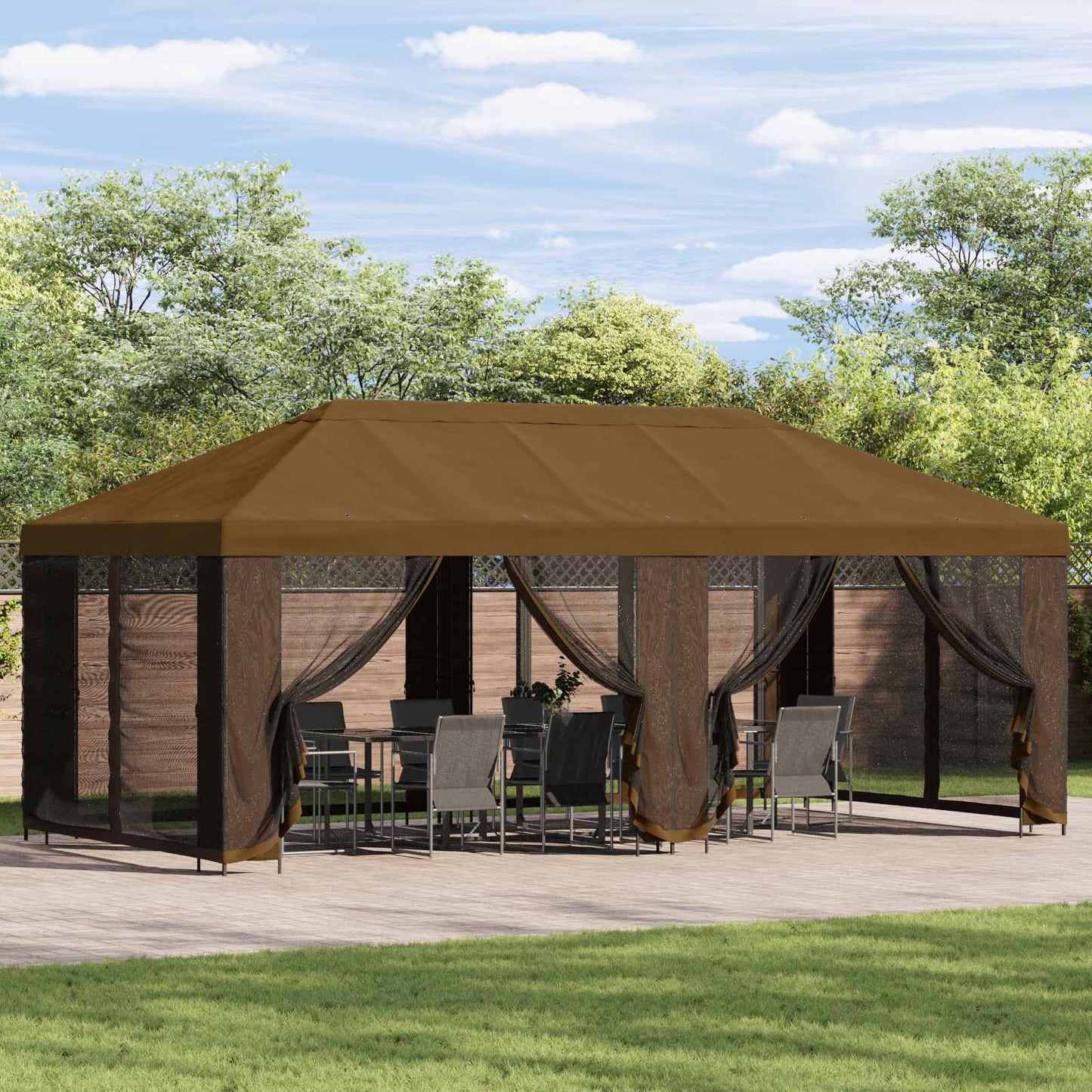 Garden Gazebo 6 x 3 m Taupe Polyester and Steel 190