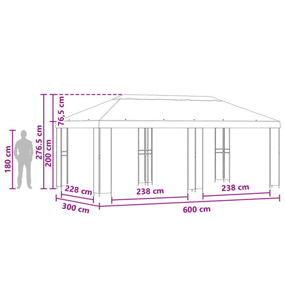 Garden Gazebo 6 x 3 m Taupe Polyester and Steel 190