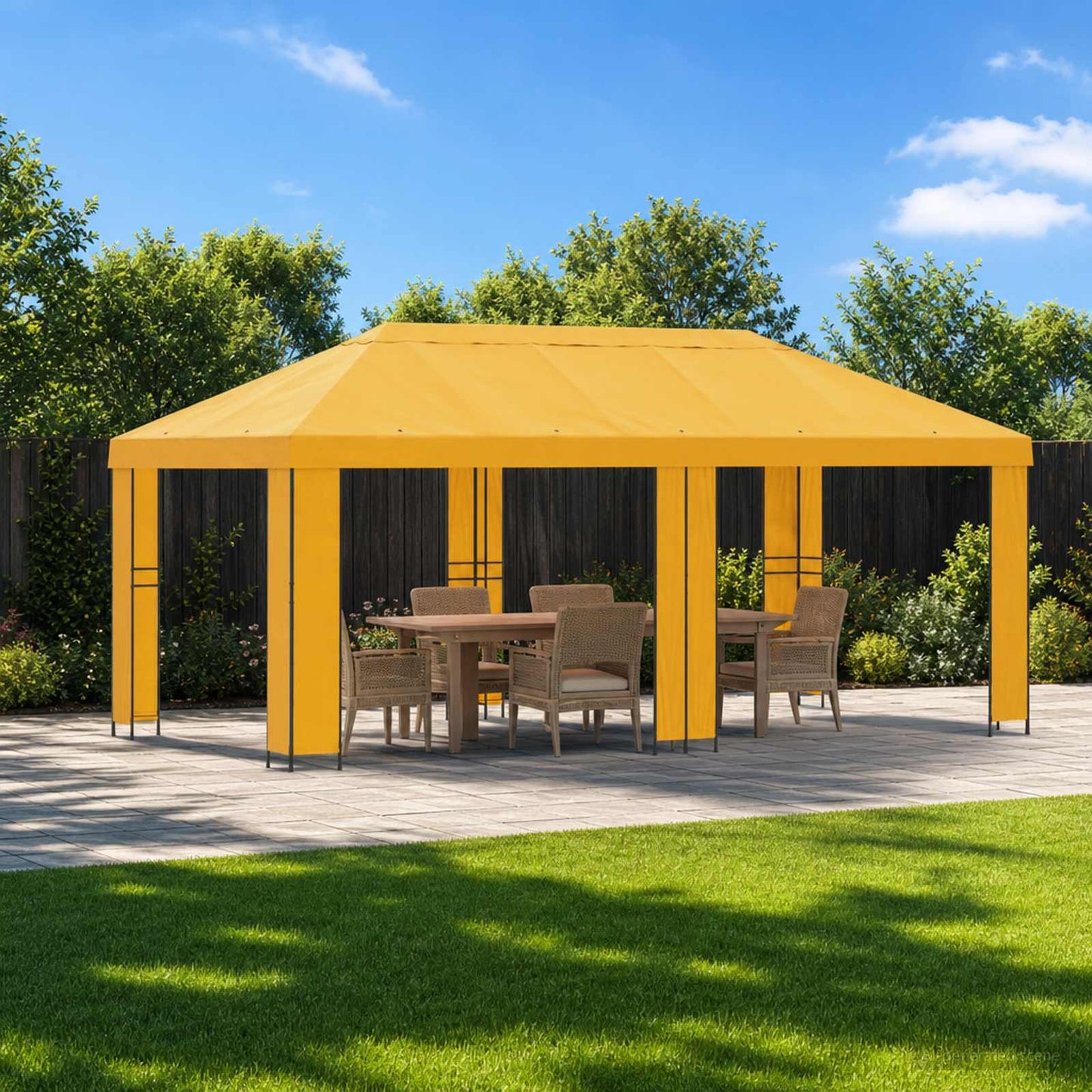Garden Gazebo 6 x 3 m Yellow Polyester and Steel 190