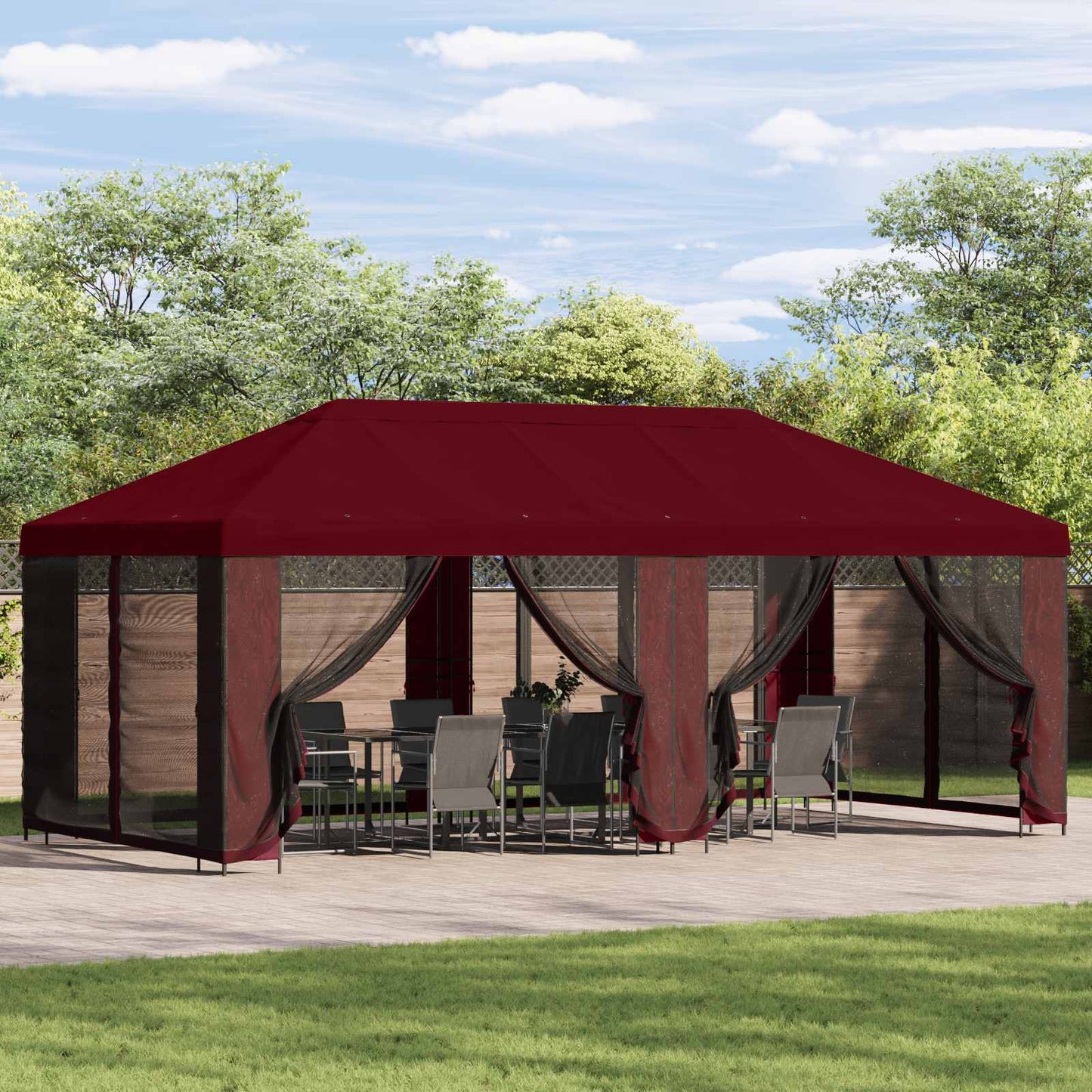 Garden Gazebo 6 x 3 m Burgundy Polyester and Steel 190