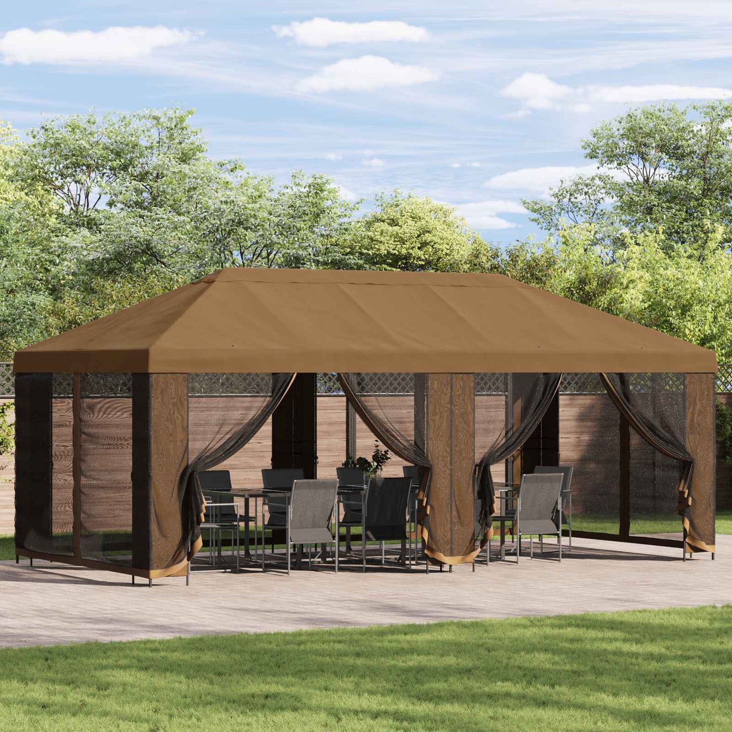 6 x 3 m Beige Polyester and Steel 190